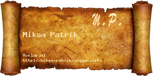 Miksa Patrik névjegykártya
